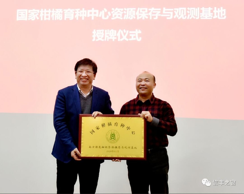 兩塊牌匾！我縣臍橙產(chǎn)業(yè)高質(zhì)量發(fā)展又上新臺(tái)階 11月30日，中國工程院副院長、民盟中央副主席、中國科學(xué)技術(shù)協(xié)會(huì)副主席、國家現(xiàn)代農(nóng)業(yè)柑橘產(chǎn)業(yè)技術(shù)體系首席科學(xué)家鄧秀新帶領(lǐng)調(diào)研組來到我縣調(diào)研，并出席華中農(nóng)業(yè)大學(xué)與江西綠萌科技控股有限公司簽約儀式、“綠萌果蔬生產(chǎn)智慧裝備研究院”和“國家柑橘育種中心南方特色柑橘資源保